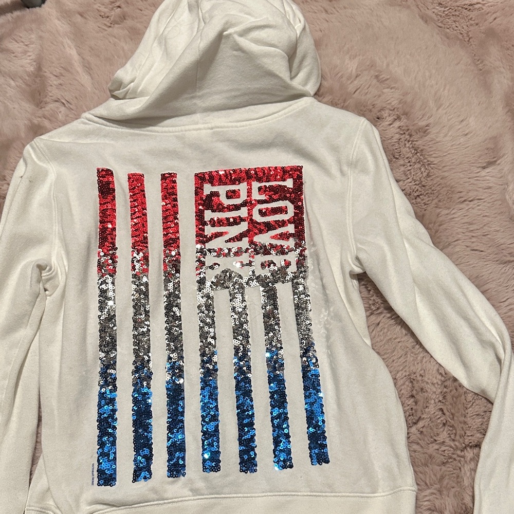 PINK USA HOODIE WITH SEQUINS